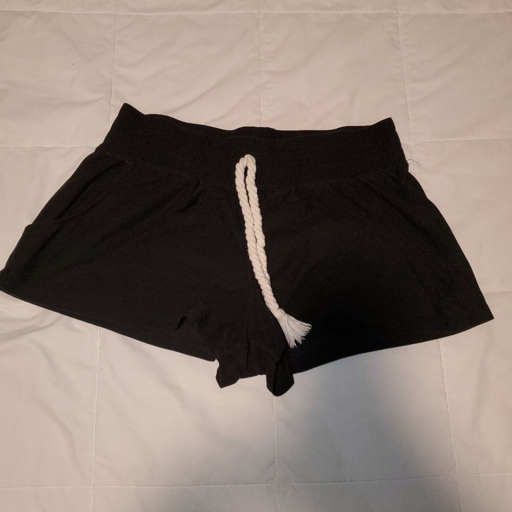Derek heart small womens black shorts with rope decoration tie